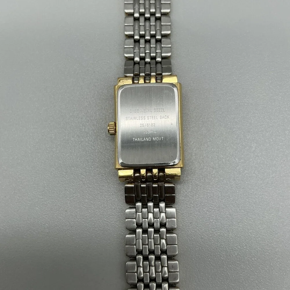 Armitron Diamond 26/5182 Womens Watch 17mm Black Gold Tone New Battery 7.25